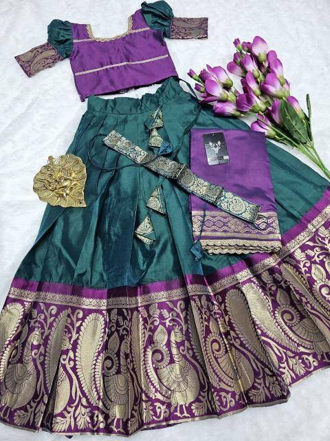 kids lehenga choli lichi silk Purple Wholesale kids wear suppliers in Kolkata